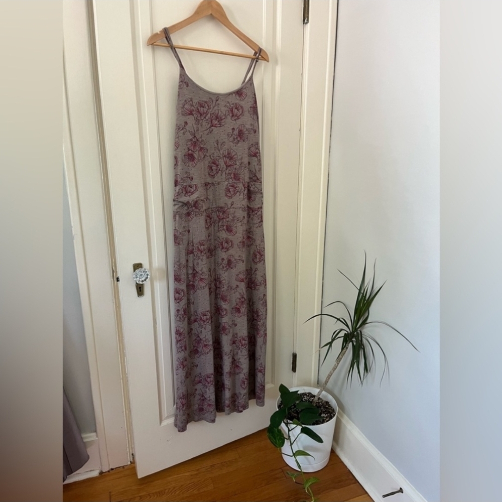 Floral Maxi Dress in Purple and Gray